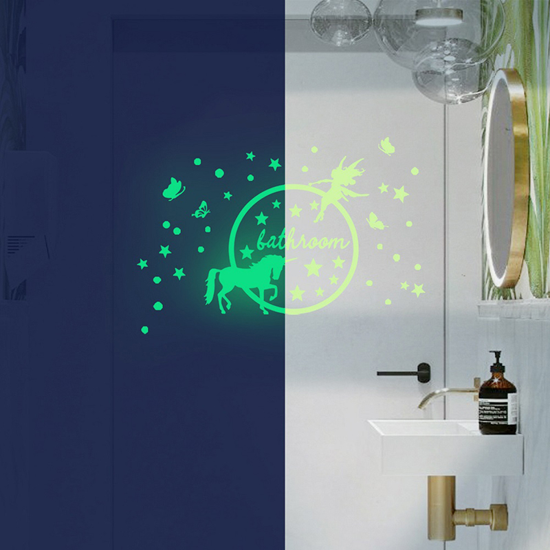 dx393 Butterfly Elf Star Luminous Bathroom Bathroom Wall Sticker Living Room Simple Removable Wall Sticker