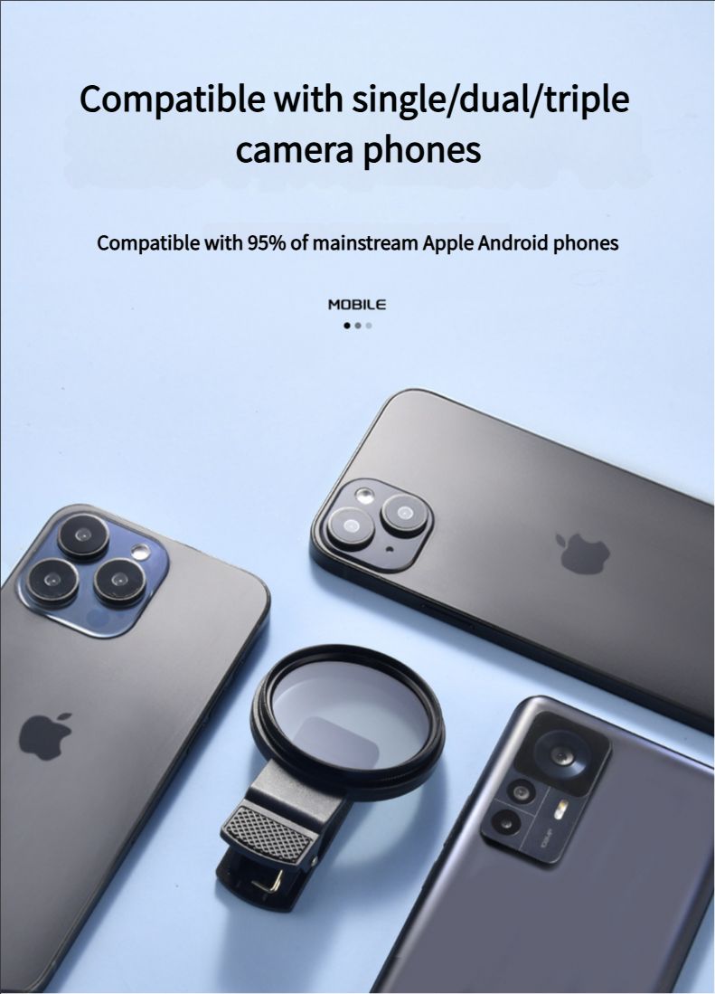 52mm Mobile Phone Photography Polarizing Filter (CPL) Clip - on, a Magic Tool for Eliminating Reflections and Providing High - Definition Filtering
