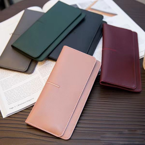 Simple Long Women Wallet Soft PU Leather Elegant Snap Button Purse Multi Card Slots Large Capacity Cash ID Card Storage Ladies Clutch
