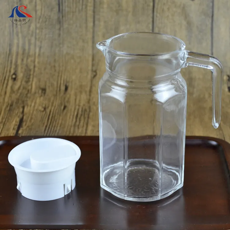 0.5L Small Glass Jugs Manufacturing Hot Selling Lead Free 500ml Water Juice Glass Pitcher with Handle and Lid
