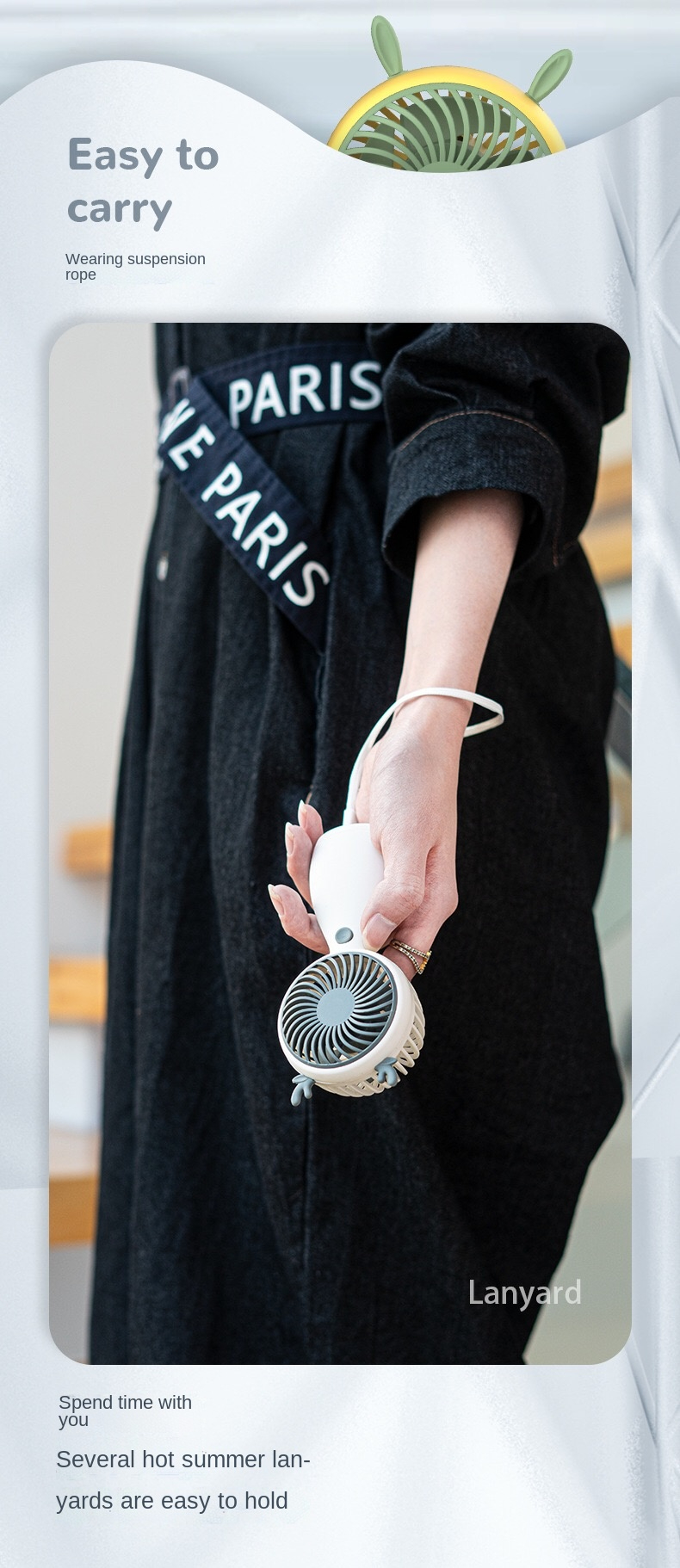 ubs handheld small fan, mini rechargeable model, strong wind, carry cartoon small fan 