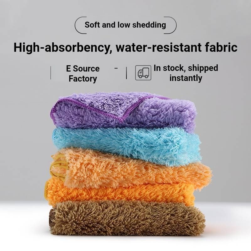 Thickened Coral Fleece Cleaning Rag, Super Absorbent Multi-functional Household Dish Cloth, Soft Reusable Kitchen Wipes for Washing Dishes, Wiping Countertops & Home Cleaning