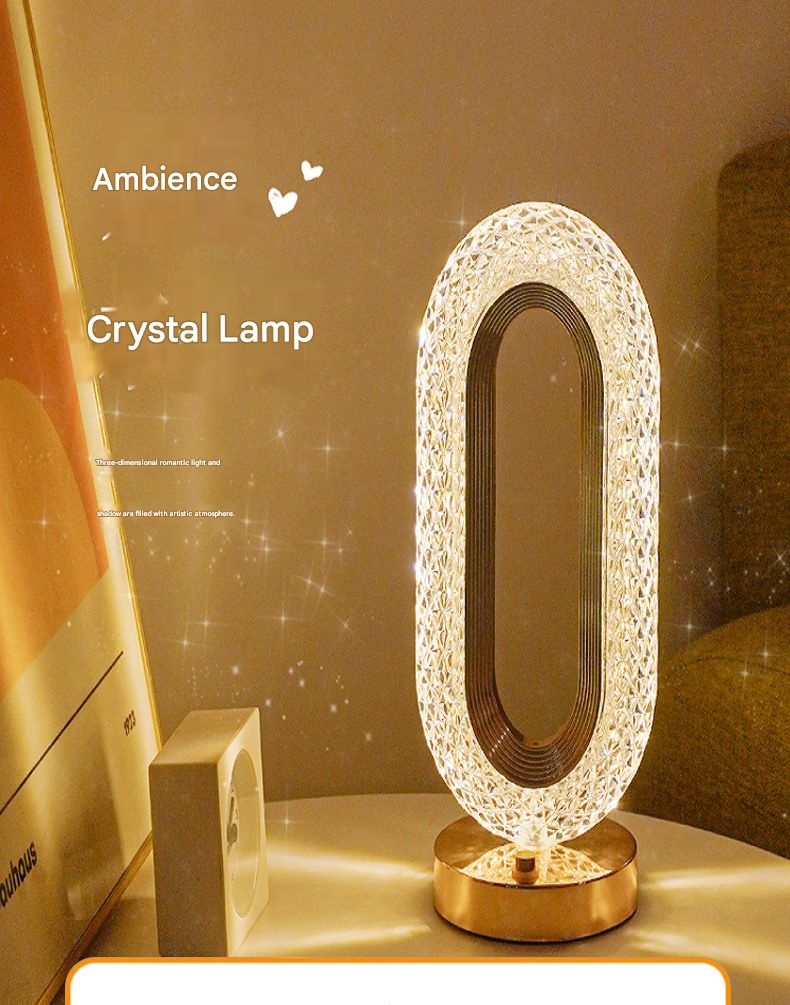 Crystal ring decorative lamp high-end light luxury room living room table lamp touch sensor atmosphere lamp night light