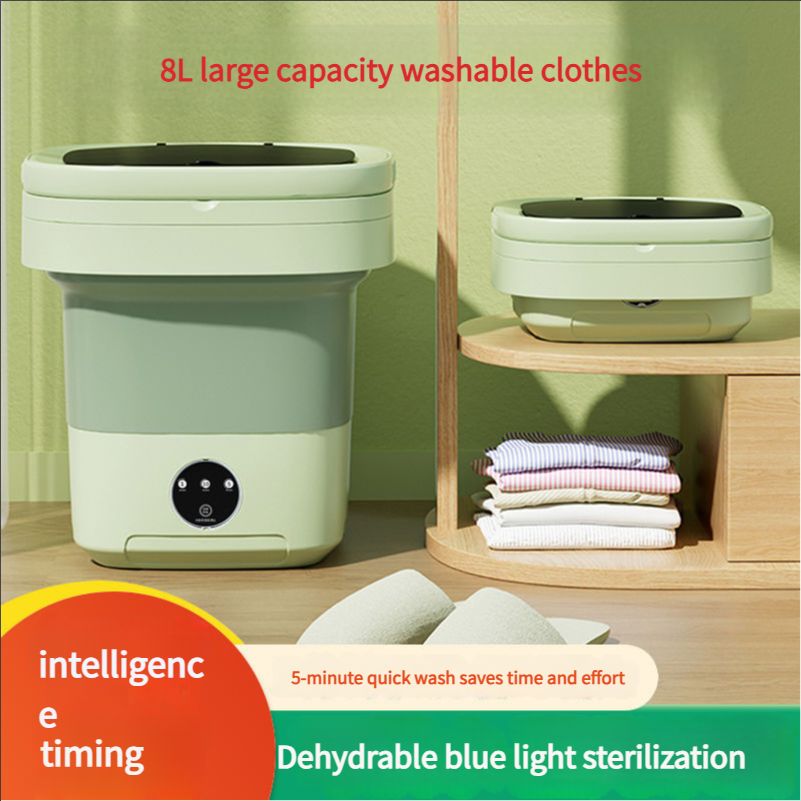 Student mini small automatic folding washing machine for washing underwear and socks, washing and drying dual-purpose laundry artifact