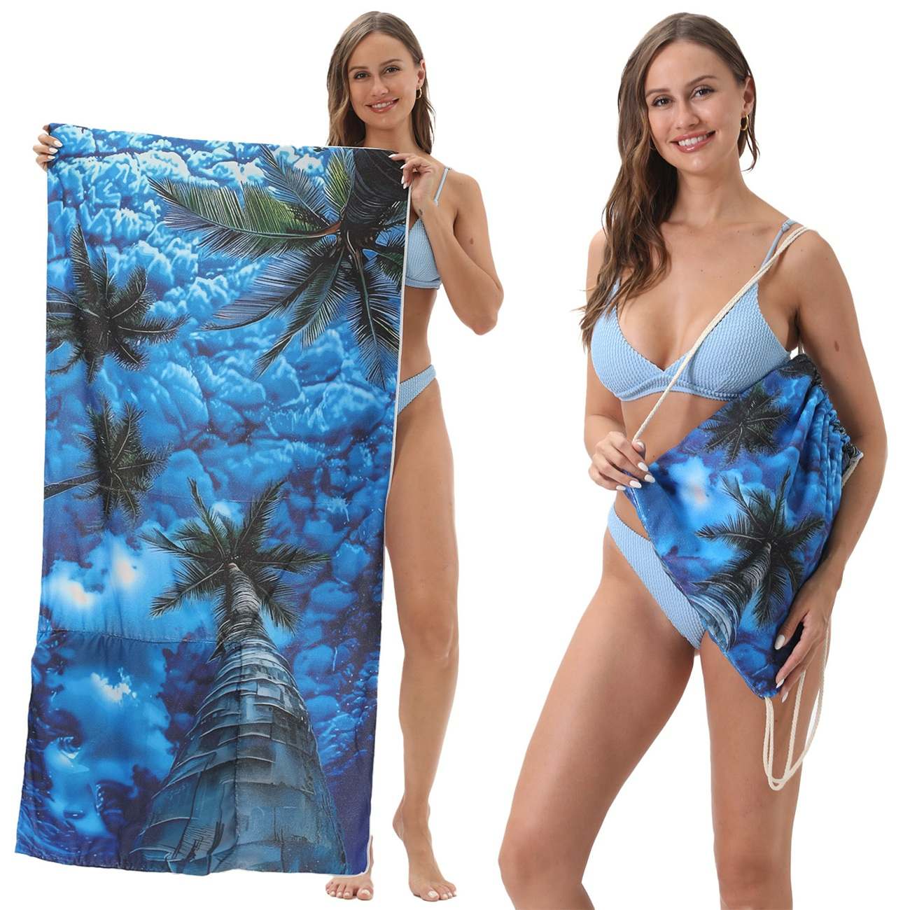 2 - in - 1 foldable beach towel, printed bath towel, all - in - one beach towel with a storage bag that can be folded and storedYTB-001-20