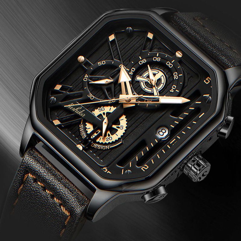 Fashion Men's Watch  Simple Men's Watch with Belt Pin Buckle, Quartz Watch