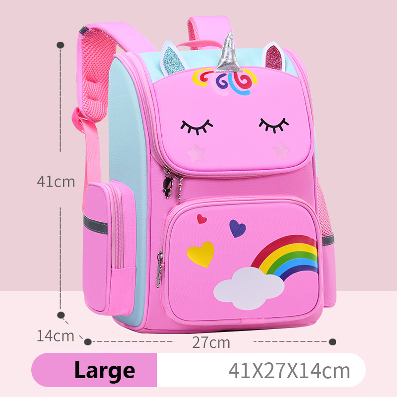 L3001 3D Unicorn Primary School Bags for Girls Cute Waterproof Kids Bag School Student Cartoon Unicorn Girl 6-12 Children BackpackPink