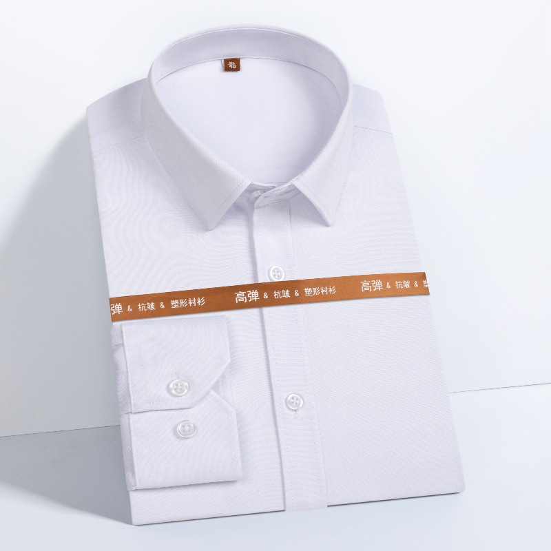 Men's Autumn New Business Overalls Shirt Elastic Square Neck Shirt