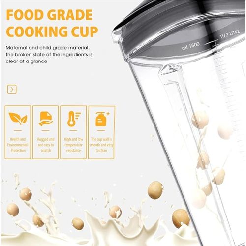 Multifunctional Blender Electric 1.5 L Glass  Mixer  5 Speed Levels - Silver