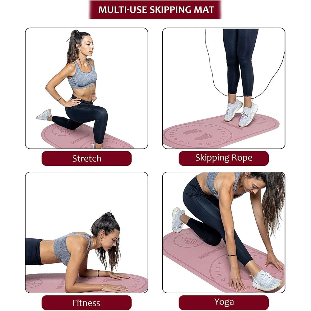 Anti-noise Jump Rope Mat Exercise Shock Absorption Yoga Mat High Density Board Outdoor Gym Sports TPE Skipping Mat for Fitness