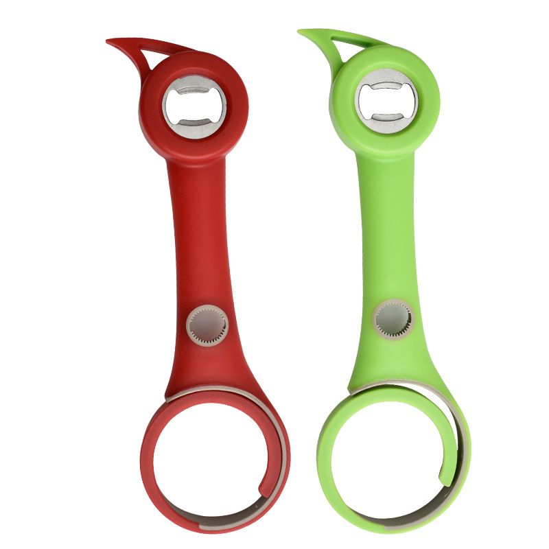 Plastic 4-in-1 Bottle Opener - Creative Multifunctional Lid Twist, Beer, and Can Opener for Home Use