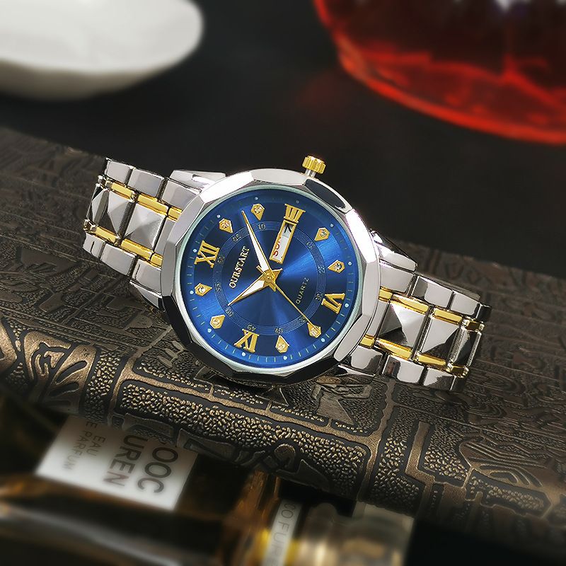 Men's watch glow-in-the dark waterproof business casual quartz riveted steel strap men's watch GD288