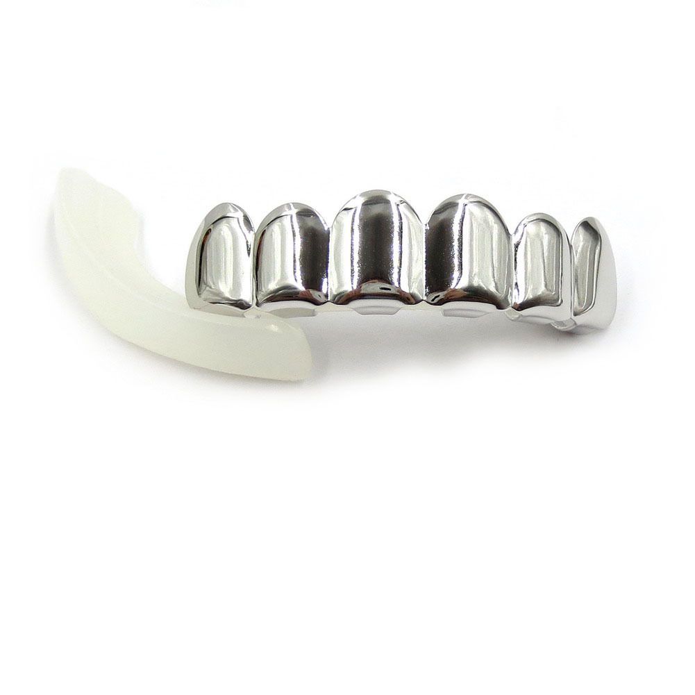 hip-hop gold braces TeethGrillz real gold electroplated braces hip-hop grillz tooth grillzSilver flat upper teeth
