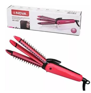 Nova 3 In 1- Hair Curler, Waves Maker and Straightener- Pink