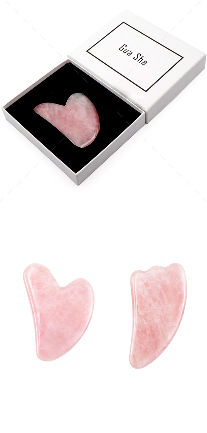 Natural Rose Quartz Stone Gua Sha Scraping Massage Tool, Healing Crystal Guasha Board Facial Massager Traditional Scraper Tool