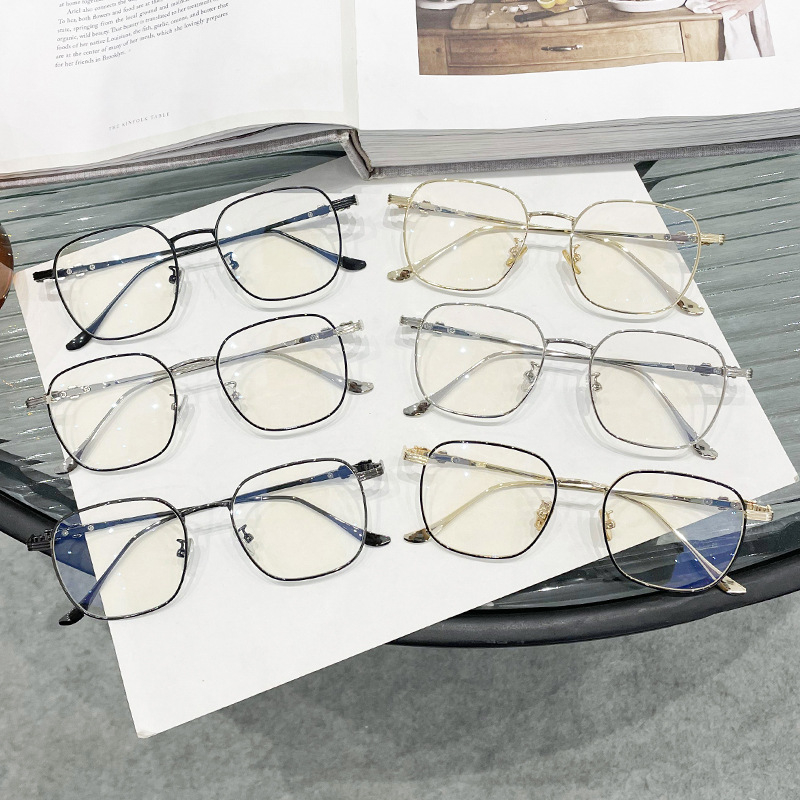 8804 Anti-Blue Light Flat Eyeglasses Business Metal Glasses Gold Wire Edge Trend Unisex Women's Men's Square Frame Glasses
