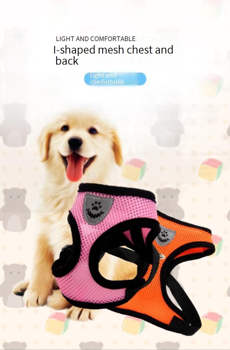 Breathable H-Style Pet Harness & Leash Set – Adjustable Mesh Dog Vest with Reflective Strips, Escape-Proof Design for Small to Medium Dogs
