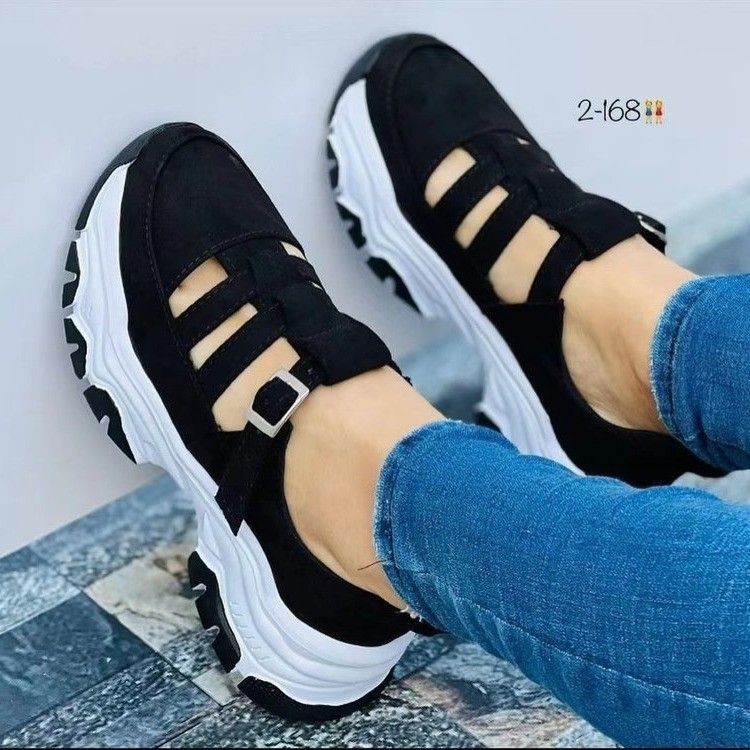 New thick soles board shoes a word buckle low help foreign trade large size fashion sports women's single shoes 789