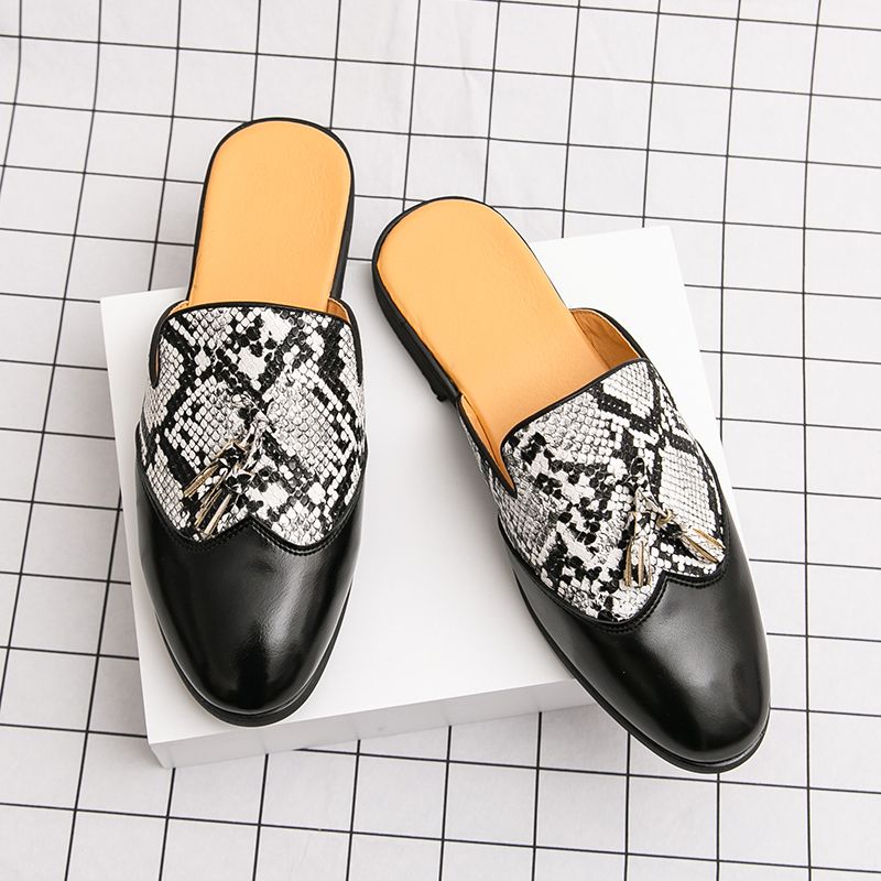 Youth Men Leisure Cool Mules Man Summer Slippers Fashion Casual Leather Loafers Flats Shoes Pu Breathable Slip On Footwears For
