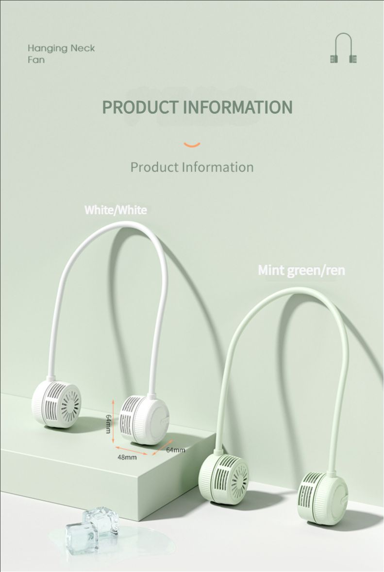 Portable neck fan, air conditioning fan, foldable neck fan, silent portable mini wearable battery powered USB charging 360 degree rotating fan