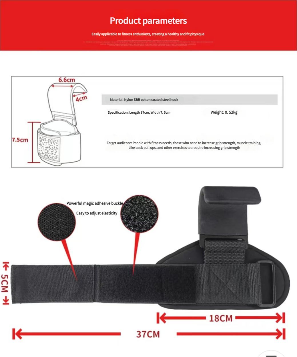 Pull up wrist brace with tension band, single and double bars to assist in preventing slipping, lumbar spine stretching, fitness, muscle building, and hard stretching