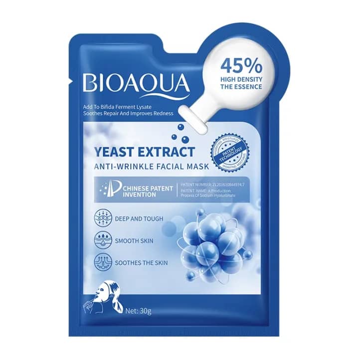 BIOAOUA Vitamin B5 Hyaluronic Acid, Yeast Extract Anti-Wrinkle & Soothing Repair facial mask 30g Moisturizing Skin Care Productsblue-yeast exttract