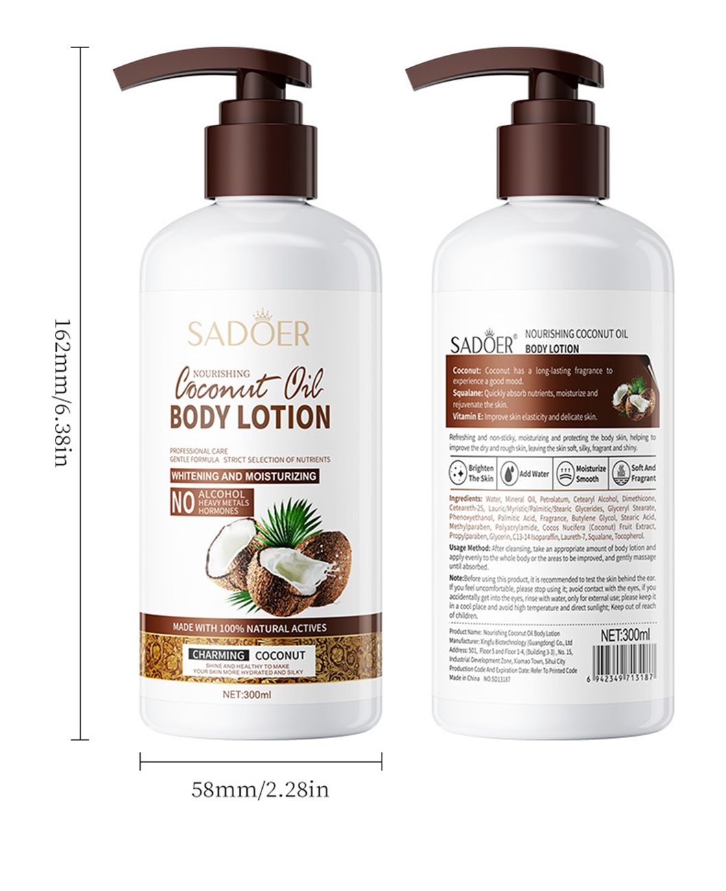 SADOER Coconut Nourishing Body Lotion,Moisturizing Nourishing Skin Beauty Body Lotion
