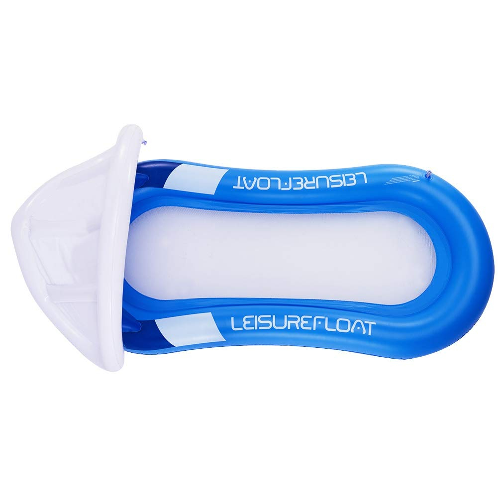 KJ6026 Pool Float with Canopy, Adult Inflatable Pool Float Raft with Shade Water Lounge