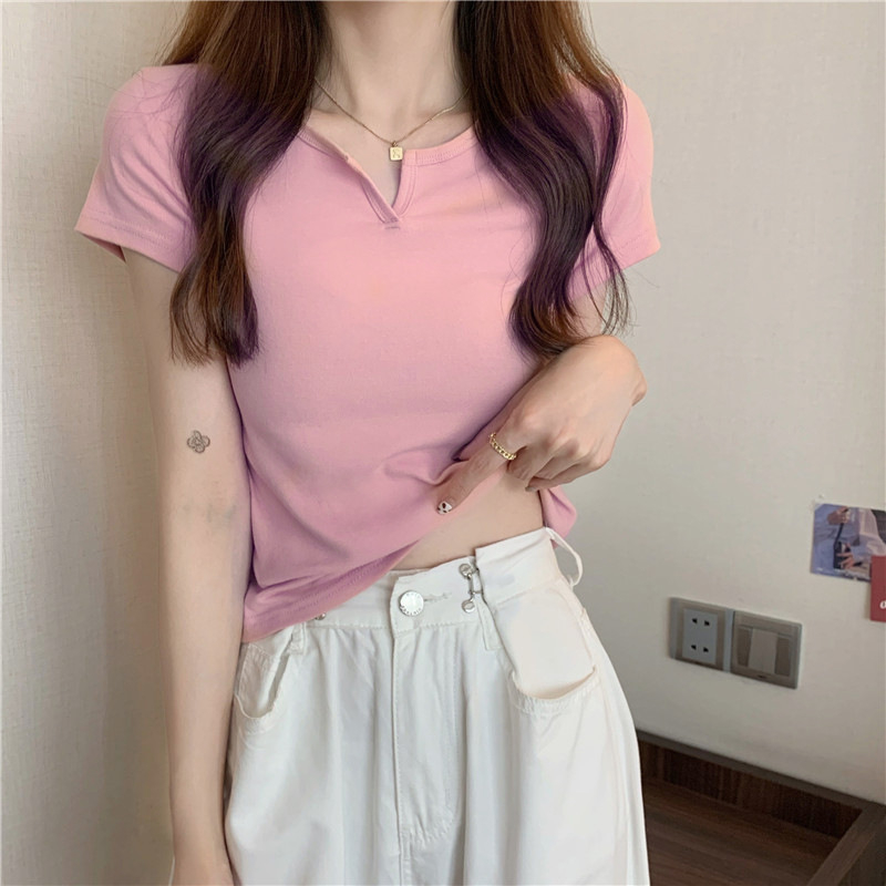 165 Women's Design Sense Slim Casual T-shirt Short Sleeves