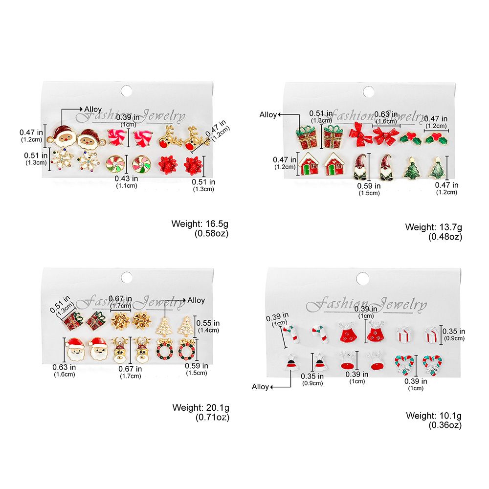 Christmas collection Snowflake bell earrings combination set cartoon dripping oil crutch old man earring girl HS1094