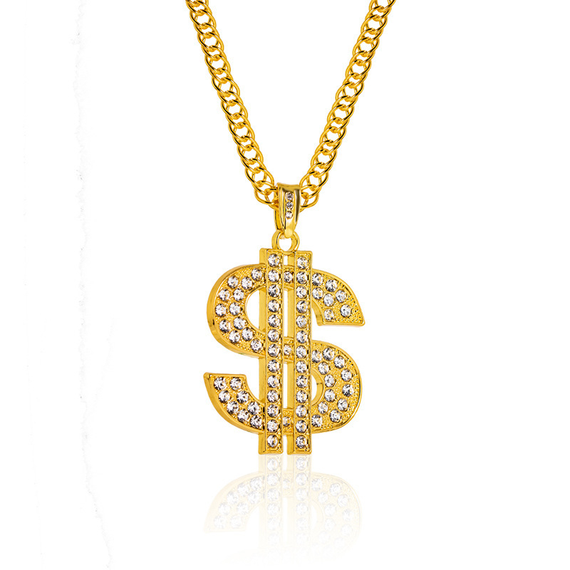 20541-9 Hip Hop Necklaces Rap Gold US Dollar Pendant Necklace Chain Accessories Hip Hop Jewelry Money For Women Men Bling Jewelry