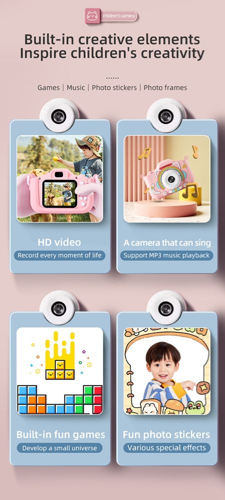 New children's Polaroid camera with anti fall and eye protection, capable of taking photos, cartoon cute digital mini, popular gift