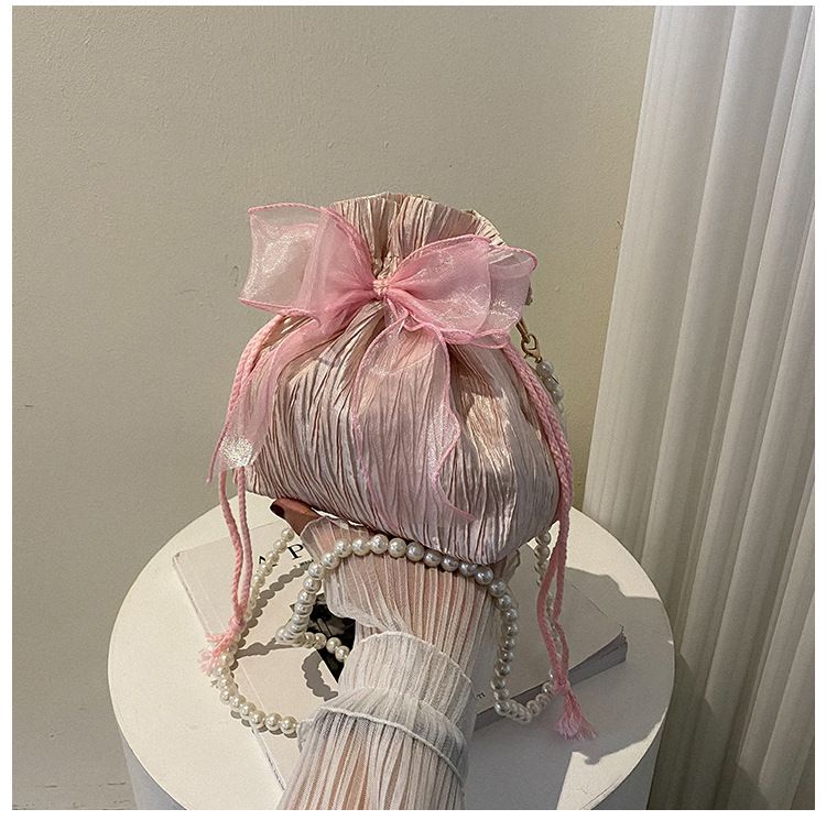 2025 Summer Trendy New Women's Bag, Pearl Pleated Crossbody Bag for Women, Fashion Versatile Single-Shoulder Bag, Korean Niche Texture Ladies' Bag