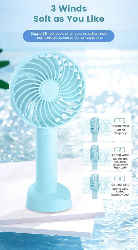 Portable USB Handheld Ceiling Fan Lash Table Fan Summer Must Have Rechargeable Battery Portable Air Cooling USB Mini Fan