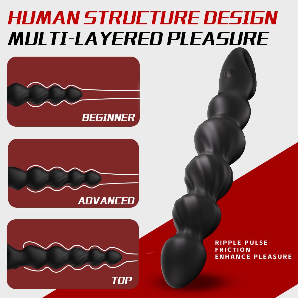 YY810 Anal Beads Sex Toys for Men, Anal Vibrator with Pull Ring Design Adult Toys Prostate Massager with 2 Powerful Motors & 12 Vibrating Modes, Male Sex Toys Dildo Anal Butt Plug for Men Women Couples