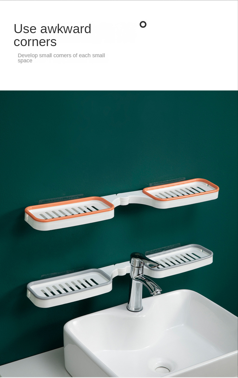 B4233 Foldable Corner Bathroom Shelf Kitchen Storage Rotating Rack Floating Shelves For Wall Holder Triangular Shower Organizer
