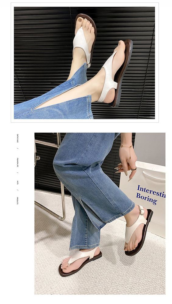 2025 summer new fashion breathable casual shoes buckle personality clip-toe flat shoes low top wear low top sandals