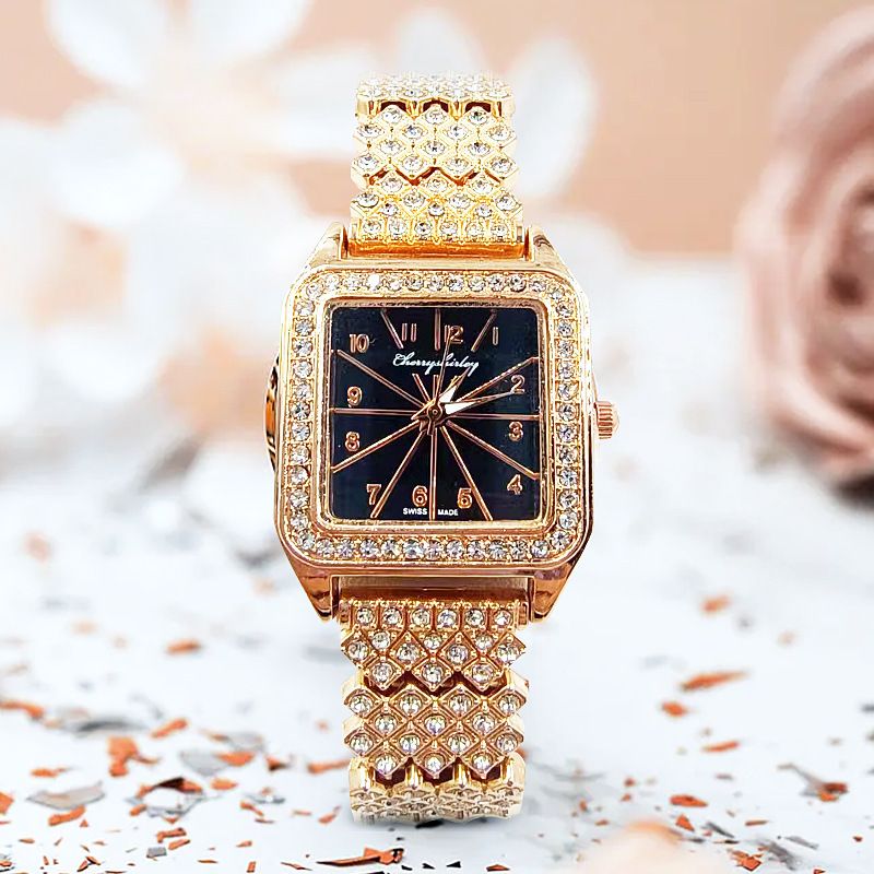 Women Glitter Crystal Girls Bracelet Watch Alloy Quartz Watch Stylish Rhinestone Business Casual Dress Wristwatches