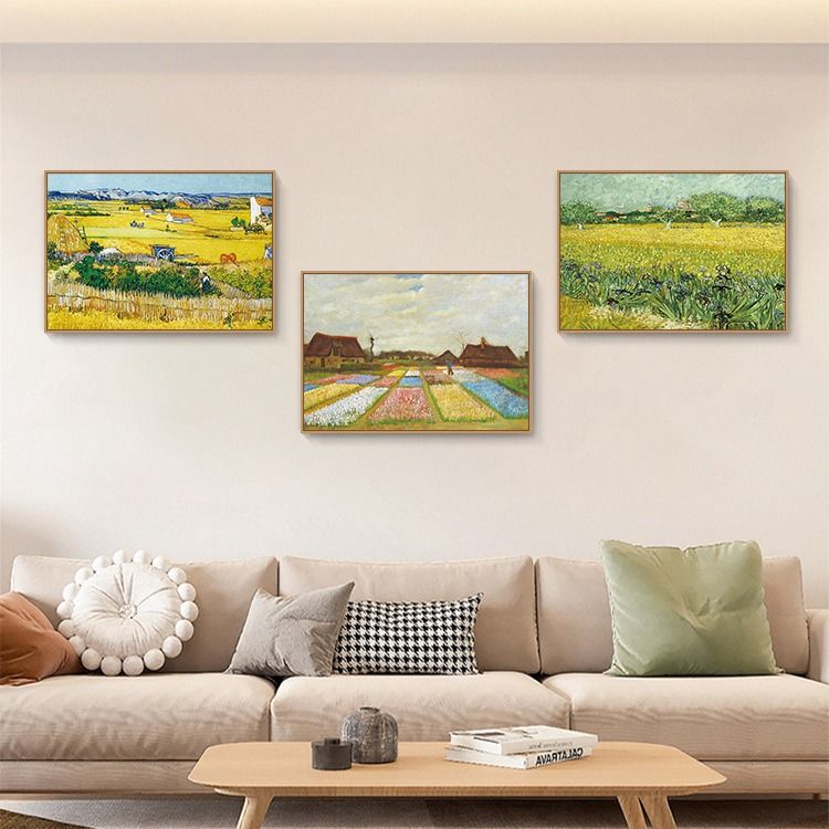 Framed Canvas Wall Art Starry Night by Vincent Van Gogh Impressionism Famous Painting Classic Oil Painting Style Artwork for Living Room Bedroom Office Wall Decor