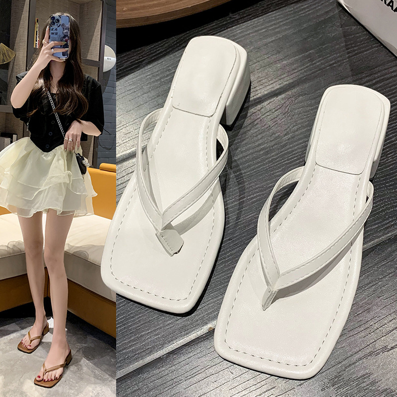 767 Women Flip Flops Sandal Blocked Heels Ladies Shoes