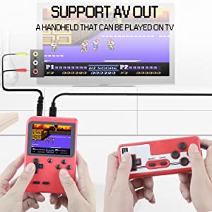 【Linhui】 Handheld Game Console, Portable Retro Video Game Console with 400 Classical FC Games 3.0-Inch Screen 800mAh Rechargeable Battery Support for Connecting TV and Two Players(Red)