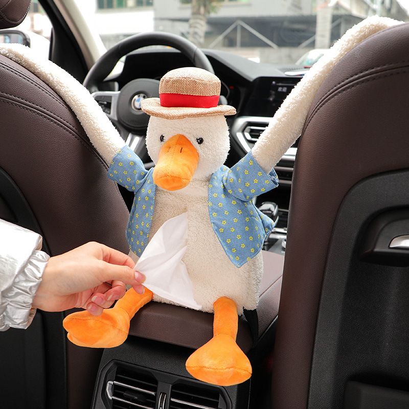 Cute Doll Hanging Car Tissue Box Popular Auto Tissue Holder Creative Lovely Napkin Paper Bag Interior Decor For Women Drivers