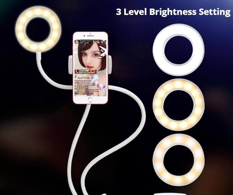 Phone Stand Photography 3 Modes Dimmable LED Selfie Light |TospinoMall ...