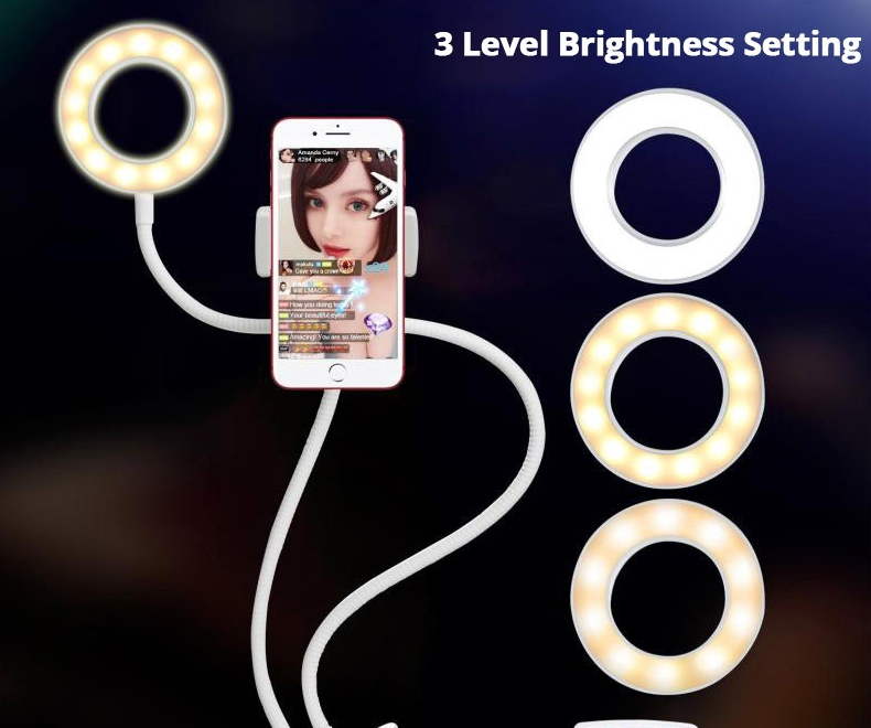 Phone Stand Photography 3 Modes Dimmable LED Selfie Light