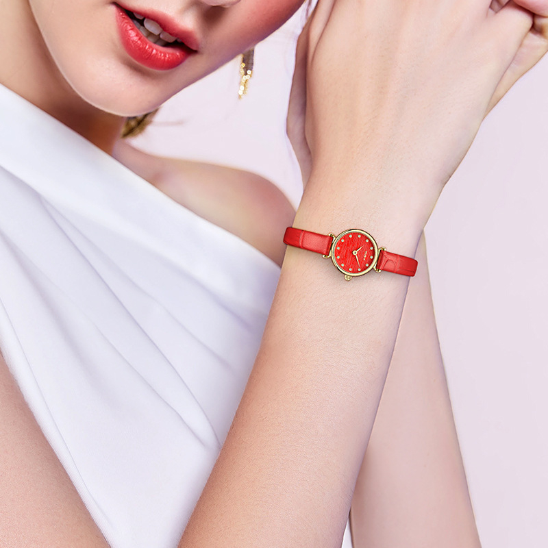 SJS3591 Luxury Women's Casual Watch Analog Quartz Crystal Diamond Studded Leather Band Wrist Watch