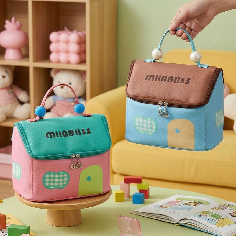 Cute Thickened House-Shaped Cosmetic Bag, 3D Stereo Anti-Collapse PU Waterproof Makeup Storage Bag, Large Capacity Travel Toiletry Bag
