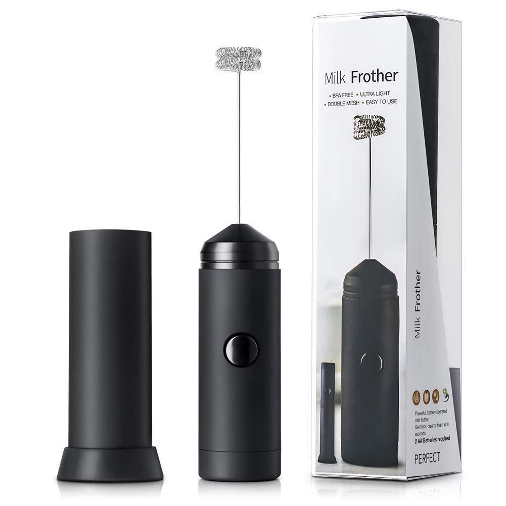 Portable Travel Electric Milk Frother Foamer, Drink Mixer, Eggs Beater Mini Handle Stirrer for Bulletproof Coffee, Matcha, Hot Chocolate, Mini Battery Operated Milk Whisk Frother