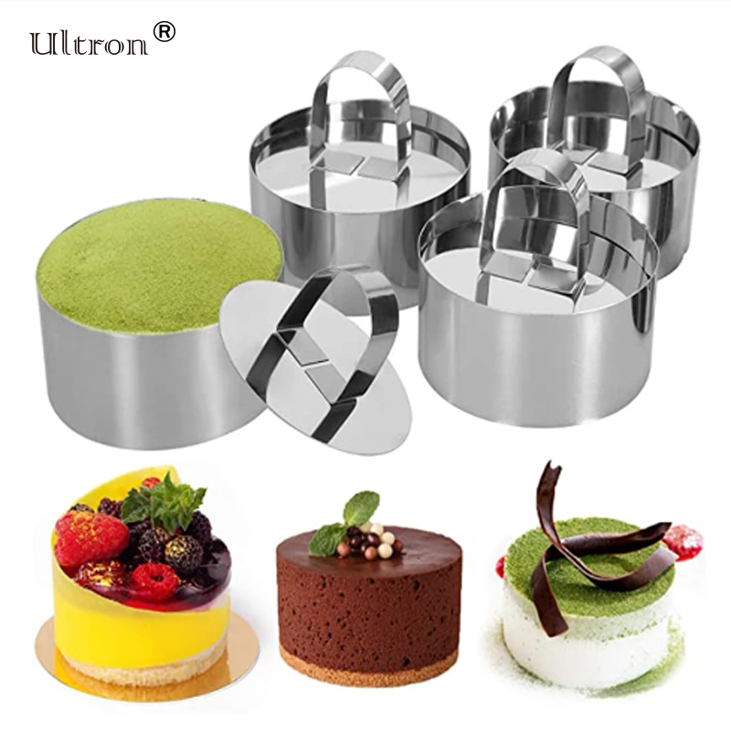 Ultron 430 Stainless Steel Salad Bakeware Mold DIY Baking Tools Cupcake Mold Salad Dessert Mold Mousse Ring Cake Cheese Tool Steel
