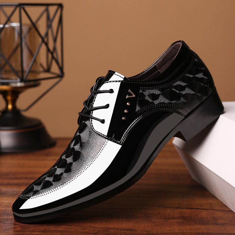 New bright leather shoes men's business dress shoes big size men's shoes all match wedding shoes 2036