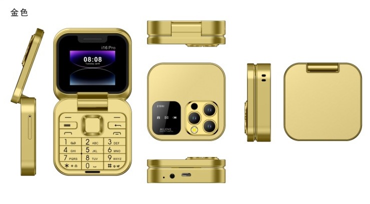 New i16 pro dual SIM non-smartphone flip phone keypad elderly student small phone